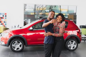 Couple buying a car